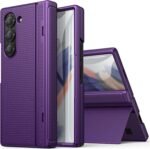 for Samsung Galaxy Z Fold 6 Slim Case with Stand, Tempered Screen Protector & Hinge Protection, 360° Full Body Shockproof Protective Phone Case Cover for Samsung Galaxy Z Fold6 2024, Purple - Image 2
