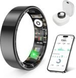 prxxhri Smart Health Ring, Featuring Stress and Sleep Monitoring Functions, Compatible with iOS and Android, Waterproof Fitness Tracker for Women & Men, No Subscription Fee. (Black, 9) - Image 2