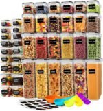 stusgo 42 Pack Airtight Food Storage Containers with Lids, Plastic Kitchen and Organization Canisters for Cereal, Flour and Sugar, Includes Spoons, Labels and a Pen - Image 2