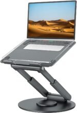 tounee Telescopic Laptop Stand for Desk with 360° Swivel Base, Sit to Stand, Height Adjustable, Portable Riser Holder for Good Posture, Compatible with MacBook Pro, All Laptops 10-17"-Gray - Image 2
