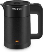 0.6L Small Electric Kettles Stainless Steel, Travel Mini Hot Water Boiler Heater, Double Wall Cool Touch Portable Teapot, Auto Shut-Off & Boil-Dry Protection, 120V/800W, 2 Year Warranty (Black) - Image 2