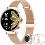 1.27'' Smart Watches for Women (Answer/Make Calls), Activity Fitness Tracker with 130+ Sport Modes, 24/7 Heart Rate, Sleep Monitor, 4 Watch Bands, 41mm Smartwatch for Android & iPhone, Rose Gold - Image 2