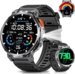 1.85" Big Screen Military Smart Watch for Men with Flashlight, 730mAh Large Battery, IP68 Waterproof, Bluetooth Calling, 114 Sports Modes, Heart Rate/Sleep Monitor for iOS Android - Image 2