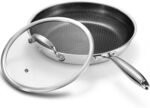 10 Inch Non Stick Frying Pan with Lid, Hybrid Nonstick Stainless Steel Skillet Pan with Stay-cooling Handle, PFOA Free Non Toxic Dishwash & Oven Safe Kithchen Cookware Set Compatible All Cooktops - Image 2