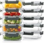 10 Pack 22 Oz Glass Meal Prep Containers with Lids, Reusable Glass Food Storage Containers with Lids, Leak Proof, Microwave, Oven, Freezer and Dishwasher Safe (Gray) - Image 2