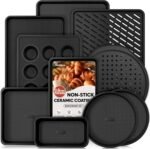 10-Piece Nonstick Baking Pan Set, 0.8MM Thick Stackable Bakeware Sets Including Cookie Sheets for Baking, Cooling Rack, Muffin Pan, Cake Pan, Pizza Pan, Loaf Pan - Image 2