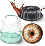 10 inch Buntz Cake Pan Non stick with 12in Cake Carrier for Easy Transportation - Premium Fluted Cake Pans For Oven, Cake Mold, Moldes para Gelatinas - Image 2