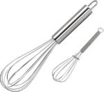 10 inch Stainless Steel Whisk, 5 inches for mixing small amounts of liquids, milkshakes, coffee, juice, etc. 2-piece set (buy 10 inches and get 5 inches as a gift) silver - Image 2