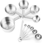 11 PCS Stainless Steel Measuring Cups Spoons Set, 5 Nesting Cups and 5 Stackable Spoons with 1 Leveler Measuring Tools Set for Dry Liquid Ingredients Cooking Baking - Image 2