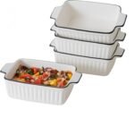 12 Oz Casserole Dish, Ceramic Baking Dishes Sets of 4, Small Casserole Dish with Handle, Porcelain Bakeware Sets, 5" Rectangular Baking Serving Dish for Casserole, Cakes, Dishwasher Oven Safe - Image 2