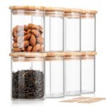 12 Oz Glass Jars with Bamboo Lid Set, UPGRADE Clear Thickened Glass Containers for Spice Tea Herb, Small Tiny Jars Food Storage Containers for Coffee Bean Seasoning sugar Kitchen Pantry (8Pack) - Image 2