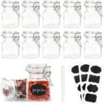 12 Pack Glass Jars with Airtight Lids, 3.4 oz Small Spice Jars, 12 Pack Empty Mini Glass Bottles with Silicone Gasket, Herb Containers with Chalkboard Labels and Marker for Kitchen - Image 2