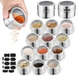 12pcs Stainless Steel Spice Jars, Magnetic Condiment Tins Magnetic Spice Jar With Clear Lid And Holes Sift&Pour - Easy To Clean - Image 2