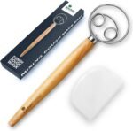 13 Inch Danish Dough Whisk with Dough Scraper, Dutch Bread Whisk with Stainless Steel Dough Hook, Sourdough Whisk for Baking, Bread Whisking Tool - Image 2
