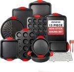 13-Piece Baking Pans Sets, Nonstick Bakeware Sets, BPA-Free Carbon Steel Stackable, Cookie Sheet, Cake, Loaf, Pizza & Muffin Pan, Grey - Image 2