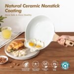 SENSARTE Nonstick Frying Pan Skillets, White Ceramic Coating Omelette Pans, Healthy Cookware Chef's Pan, PTFE & PFAS Free (8+9.5+11 Inch) - Image 3