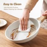 SENSARTE Nonstick Frying Pan Skillets, White Ceramic Coating Omelette Pans, Healthy Cookware Chef's Pan, PTFE & PFAS Free (8+9.5+11 Inch) - Image 4