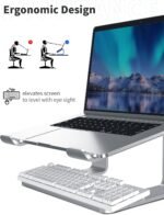 SOUNDANCE Laptop Stand, Aluminum Computer Riser, Ergonomic Laptops Elevator for Desk, Metal Holder Compatible with 10 to 15.6 Inches Notebook Computer, Silver - Image 4