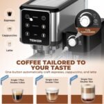 TENKER Espresso Machine 20 Bar, Cappuccino Machine with Automatic Milk Frother, Latte Machine in Stainless Steel Design, 1350W Touchscreen Coffee Maker for Home and Office (Silver) - Image 3