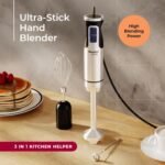 MuellerLiving Ultra-Stick Immersion Hand Blender, 500W Heavy Duty Motor, 8-Speed Turbo Setting, Includes Blending Shaft, Whisk, Milk Frother & Measuring Beaker - Image 3