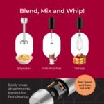 MuellerLiving Ultra-Stick Immersion Hand Blender, 500W Heavy Duty Motor, 8-Speed Turbo Setting, Includes Blending Shaft, Whisk, Milk Frother & Measuring Beaker - Image 4