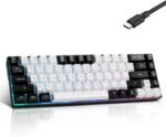 Guiheng Wired Portable 60% Mechanical Gaming Keyboard,RGB LED Backlit Compact 68 Keys Mini Wired Office Keyboard with Red Switch for Windows Laptop PC Mac - White - Image 3