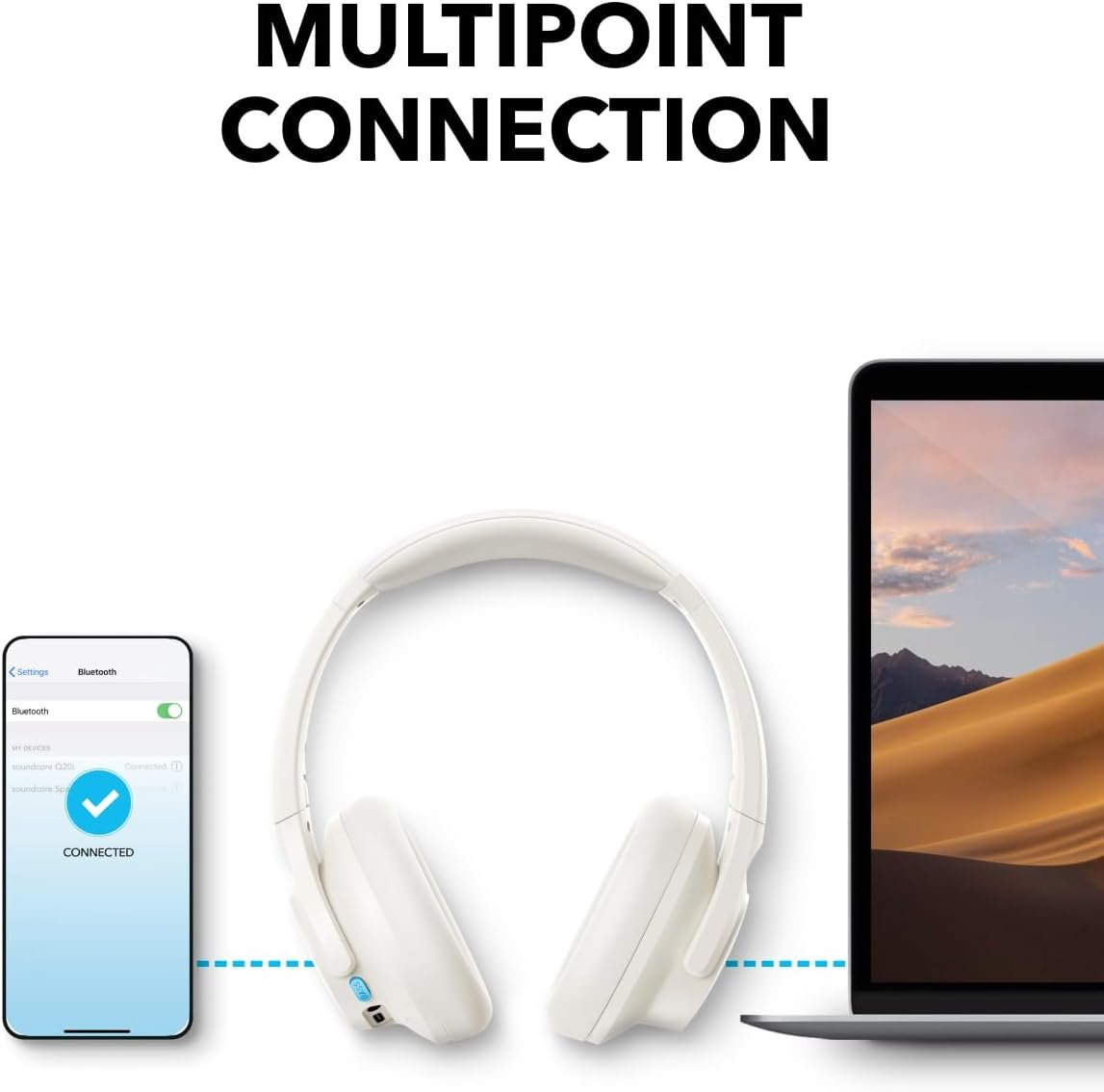 Soundcore Q11i Wireless Over-Ear Bluetooth Headphones by Anker, Deep Bass, 60H Playtime, Hi-Res Audio, Detachable Ear Cushions, Multipoint Connection - Image 4