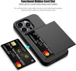 Nvollnoe Compatible with iPhone 15 Pro Case with Card Holder Heavy Duty Protective Dual Layer Shockproof Hidden Card Slot Slim Wallet Phone Cover for Women&Men 6.1 inch(Black) - Image 3
