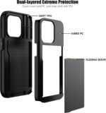 Nvollnoe Compatible with iPhone 15 Pro Case with Card Holder Heavy Duty Protective Dual Layer Shockproof Hidden Card Slot Slim Wallet Phone Cover for Women&Men 6.1 inch(Black) - Image 4
