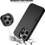 Nvollnoe Compatible with iPhone 15 Pro Case with Card Holder Heavy Duty Protective Dual Layer Shockproof Hidden Card Slot Slim Wallet Phone Cover for Women&Men 6.1 inch(Black) - Image 5
