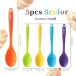 5PCS Silicone Serving Spoons Set, Vituer Heat Resistant Kitchen Spoons for Cooking, Mixing, Stirring and Serving, Dishwasher Safe (5 Pack, Multicolor) - Image 3