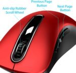 memzuoix 2.4G Wireless Mouse, 1400 DPI Mobile Optical Cordless Mouse with USB Receiver, Portable Computer Mice for Laptop, PC, Desktop, MacBook, 5 Buttons, Red - Image 3
