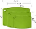 Liflicon Silicone Thick Cutting Boards Mats Set of 3 Foldable & Flexible Design Juice Grooves Easy Grip Handle Dishwasher Safe for Kitchen,BPA free Silicone Cutting Board-Green - Image 3