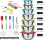 Mixing Bowls with Lids Set, 7 PCS Stainless Steel Mixing Bowls with 3 Grater Attachments, Size 4.5, 4, 3.5, 2.1, 1.5, 1.1, 0.7QT, Ideal for Kitchen Cooking Baking & Serving - Image 3