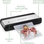 FoodSaver PowerVac Compact Vacuum Sealing Machine Stainless Steel & Black Vertical Storage VS0150 | Preserves freshness reduces bag waste for both dry and wet food - Image 4