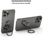 Phone Grip, Phone Ring Holder Finger Kickstand, Foldable & Adjustable Metal Cell Phone Rings Gripper Stand Work with Magnetic Car Mount for iPhone Samsung &Other Phones - Black - Image 4