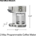 Hamilton Beach 2-Way Programmable Coffee Maker, 12 Cup Glass Carafe And Single Serve Coffee Maker, White with Stainless Steel Accents, 49933 - Image 3
