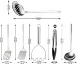 Kyraton Stainless Steel Kitchen Utensils Set 6 Pieces, Cooking Utensil Set Include Metal Spatula Sets, Skimmer, Ladle, Tongs, Potato Masher, Dishwasher Safe - Image 3