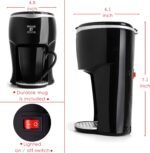 Moss & Stone Mini Drip Coffee Maker with Mug, Small Coffee Pot With Coffee Cup, One Cup Coffee Maker (1 Drip & 4oz Mug) - Image 3