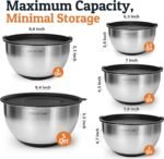 Priority Chef Stainless Steel Mixing Bowls with Lids Set, 3 Grater Attachments, Airtight Lids, Non-Slip Silicone Base Mixing Bowl Set, Large Prep Metal Mixing Bowls for Kitchen, Black - Image 3