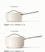 Caraway Nonstick Ceramic Sauce Pan with Lid (3 qt) - Non Toxic, PTFE & PFOA Free - Oven Safe & Compatible with All Stovetops (Gas, Electric & Induction) - Cream - Image 4