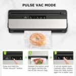 Bonsenkitchen Vacuum Sealer, Multi-Functional Food Sealer with 1 Roll Bag+ 5 Bags, Bag Storage | Built-in Cutter, Silver-Stainless steel - Image 4