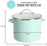 Martha Stewart Thayer 12-Quart Enamel on Steel Scratch-Resistant Stock Pot with Lid – Martha Blue – Durable Large Capacity Pot for Soups, Stews & Boiling - Image 3