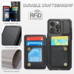 Vinich for iPhone 15 Pro Max Wallet Case with Card Holder, RFID Blocking Credit Slots Kickstand Shockproof Phone Cover Fit for iPhone 15 Pro Max 6.7" Black - Image 5