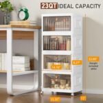 4 Tier Storage Bins with Lids, 23QT Stackable Closet Organizers and Storage with Wheels, Collapsible Storage Boxes, Foldable Plastic Storage Containers for Home,Office, Dorm Room-White - Image 3