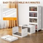 4 Tier Storage Bins with Lids, 23QT Stackable Closet Organizers and Storage with Wheels, Collapsible Storage Boxes, Foldable Plastic Storage Containers for Home,Office, Dorm Room-White - Image 4