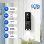 Video Doorbell Camera, 1080p, 2-Way Audio, Night Vision, AI Human Detection, Cloud Storage, Battery Powered, 2.4G Wi-Fi, Doorbell Receiver - Image 3