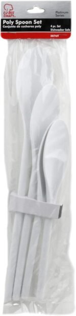 Chef Craft Select Plastic Spoon Set, 10-14.5 inch 4 Piece, White - Image 3