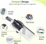 Mandoline Slicer for Kitchen – Adjustable Stainless Steel Blades, with Comfort Grip – Vegetable Slicer for Small to Medium sized Cucumber, Onion, Potato – Gray - Image 3