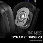 VK80 Wireless Gaming Headset - 2.4GHz & Bluetooth Headphones with Microphone - 3D Stereo Sound & 50Hrs Battery Life - for PS5,PS4,PC,Mac,Tablets,Switch and Smartphones,Jet Black Blue - Image 4